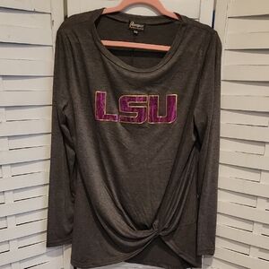LSU Tigers Gray Purple And Gold Sequin Longsleeve T Shirt Size XXL